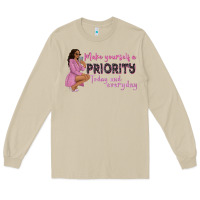 Mushroom make yourself a priority today and everyday afro w Long Sleeve Tee - NancyCooperArtShop