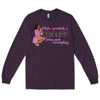 Plum make yourself a priority today and everyday afro w Long Sleeve Tee - NancyCooperArtShop