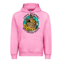 Fuchsia Pink I Hate Everyone But Coffee Helps Urban Hoodie - FaDigitalArtStudio