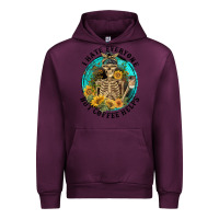 Mauve Wine I Hate Everyone But Coffee Helps Urban Hoodie - FaDigitalArtStudio