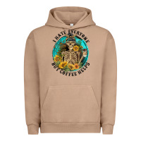 Pigment Burro I Hate Everyone But Coffee Helps Urban Hoodie - FaDigitalArtStudio
