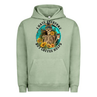 Pigment Oil Green I Hate Everyone But Coffee Helps Urban Hoodie - FaDigitalArtStudio