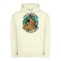 Pigment Pistachio I Hate Everyone But Coffee Helps Urban Hoodie - FaDigitalArtStudio