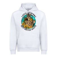 White I Hate Everyone But Coffee Helps Urban Hoodie - FaDigitalArtStudio