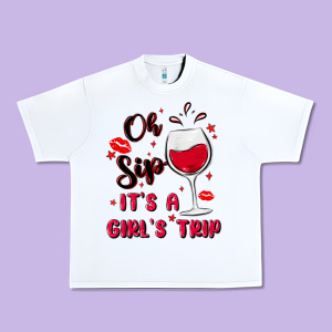 Oh Sip It's A Girl's Trip Urban Heavy Tee Designed By Maliassmallbusiness