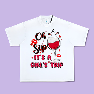 Oh Sip It's A Girl's Trip Urban Heavy Tee Designed By Maliassmallbusiness