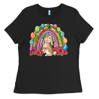 Black Easter rainbow Bunny Easter Day Ladies Tee - Neo Western