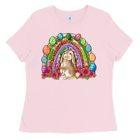 Bubblegum Pink Easter rainbow Bunny Easter Day Ladies Tee - Neo Western