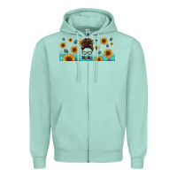 Seafoam western mama messy bun Zipper Hoodie - Jasminsmagicworld