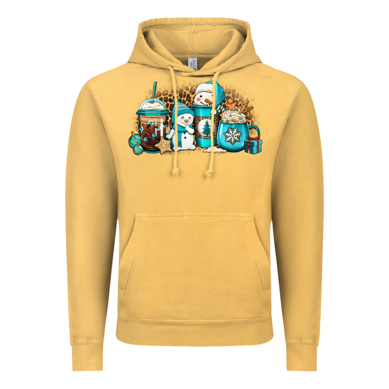 Winter Snowman Coffee Cups Vintage Hoodie by Jasminsmagicworld | Teevron