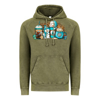 Vintage Olive winter snowman coffee cups Vintage Hoodie - Jasminsmagicworld
