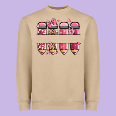 Custom Name Valentine's Day School Pencils Heavyweight Sweatshirt Designed By Maliassmallbusiness
