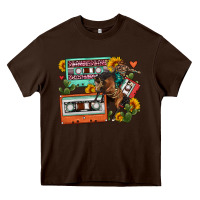 Chocolate Brown rodeo sunflower cactus cassette Heavy Core Tee - FaDigitalArtStudio
