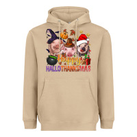 Mushroom Happy Hallothanksmas Pigs Heavyweight Hoodie - NancyCooperArtShop