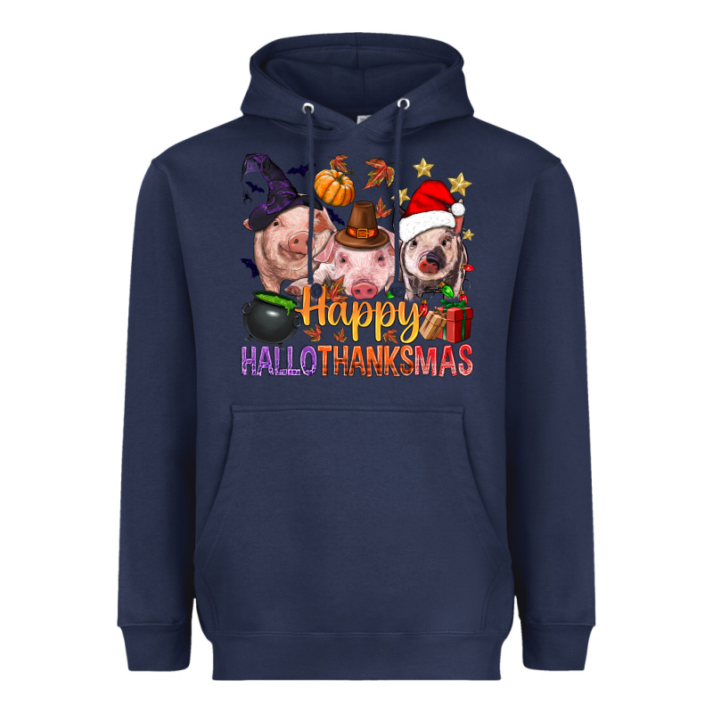 Happy Hallothanksmas Pigs Heavyweight Hoodie by NancyCooperArtShop | Teevron