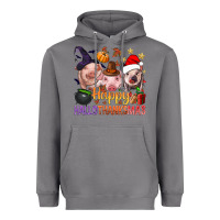 Storm Happy Hallothanksmas Pigs Heavyweight Hoodie - NancyCooperArtShop