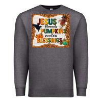 Charcoal Heather jesus flannel's pumpkins blessings Premium Sweatshirt - TumblerDesignByShophia