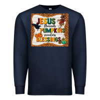Navy jesus flannel's pumpkins blessings Premium Sweatshirt - TumblerDesignByShophia