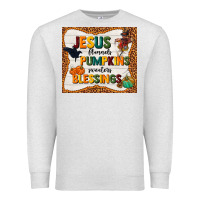 Oatmeal Heather jesus flannel's pumpkins blessings Premium Sweatshirt - TumblerDesignByShophia