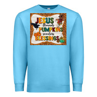 Ocean Blue jesus flannel's pumpkins blessings Premium Sweatshirt - TumblerDesignByShophia