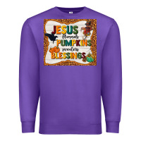 Purple jesus flannel's pumpkins blessings Premium Sweatshirt - TumblerDesignByShophia