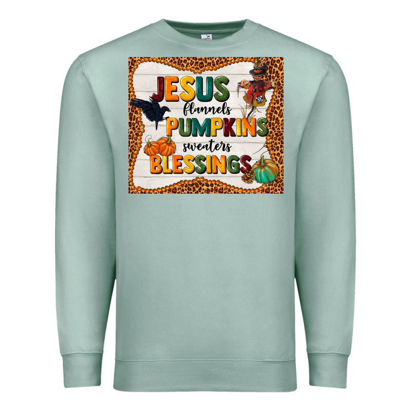 Jesus Flannel's Pumpkins Blessings Premium Sweatshirt by TumblerDesignByShophia | Teevron