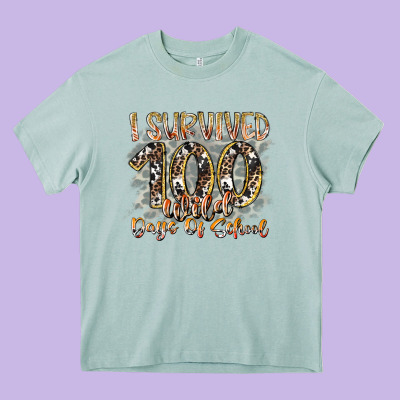 I Survived 100 Wild Days Of School Heavy Core Tee Designed By Racoondesign