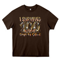 Chocolate Brown i survived 100 wild days of school Heavy Core Tee - RacoonDesign