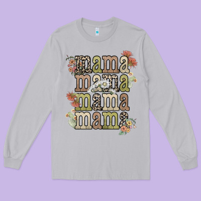 Mama Mama Mama Mama Western Flower Long Sleeve Tee Designed By Nancycooperartshop