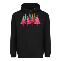 Black christmas tress with lights Heavyweight Hoodie - texasbilliewilder