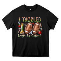 Black I Tackled 100 Days of School Heavy Core Tee - RacoonDesign