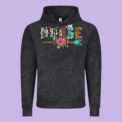 Western Nurse Arrow Floral Vintage Hoodie Designed By Barkaloodesign