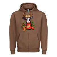 Chestnut christmas baby cow hot cocoa Zipper Hoodie - Jasminsmagicworld