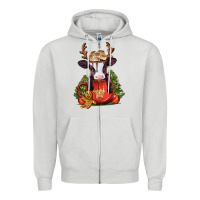Dove Grey christmas baby cow hot cocoa Zipper Hoodie - Jasminsmagicworld