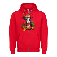 Red christmas baby cow hot cocoa Zipper Hoodie - Jasminsmagicworld