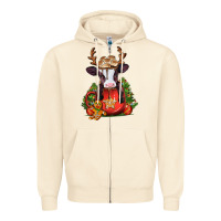 Sandshell christmas baby cow hot cocoa Zipper Hoodie - Jasminsmagicworld