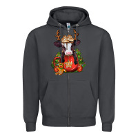 Smoke christmas baby cow hot cocoa Zipper Hoodie - Jasminsmagicworld