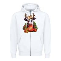 White christmas baby cow hot cocoa Zipper Hoodie - Jasminsmagicworld