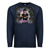 Navy gothic girl with black rose Premium Sweatshirt - TumblerDesignByShophia