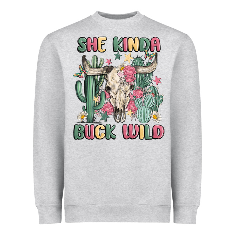 She Kinda Buck Wild Heavyweight Sweatshirt by MaliasSmallBusiness | Teevron