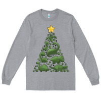 Heather Grey dinosaur christmas tree Long Sleeve Tee - MaliasSmallBusiness
