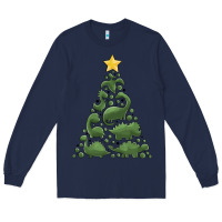 Navy dinosaur christmas tree Long Sleeve Tee - MaliasSmallBusiness