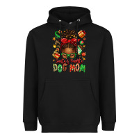 Black santas favorite dog mom afro messy bun Heavyweight Hoodie - texasbilliewilder