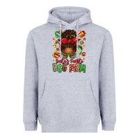 Heather Grey santas favorite dog mom afro messy bun Heavyweight Hoodie - texasbilliewilder