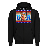 Black usa hot dog Zipper Hoodie - BarkalooDesign