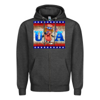 Charcoal Heather usa hot dog Zipper Hoodie - BarkalooDesign