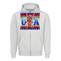 Dove Grey usa hot dog Zipper Hoodie - BarkalooDesign