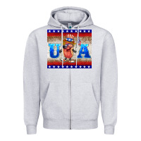 Heather Grey usa hot dog Zipper Hoodie - BarkalooDesign
