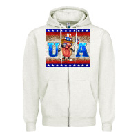 Oatmeal Heather usa hot dog Zipper Hoodie - BarkalooDesign