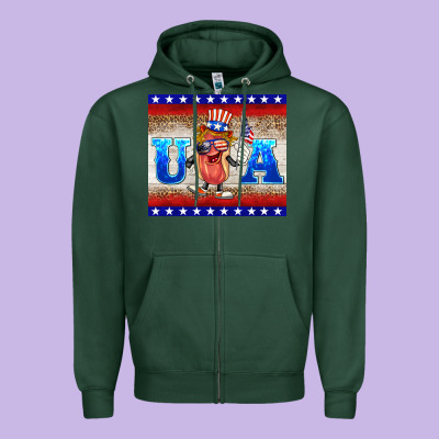 Usa Hot Dog Zipper Hoodie Designed By Barkaloodesign